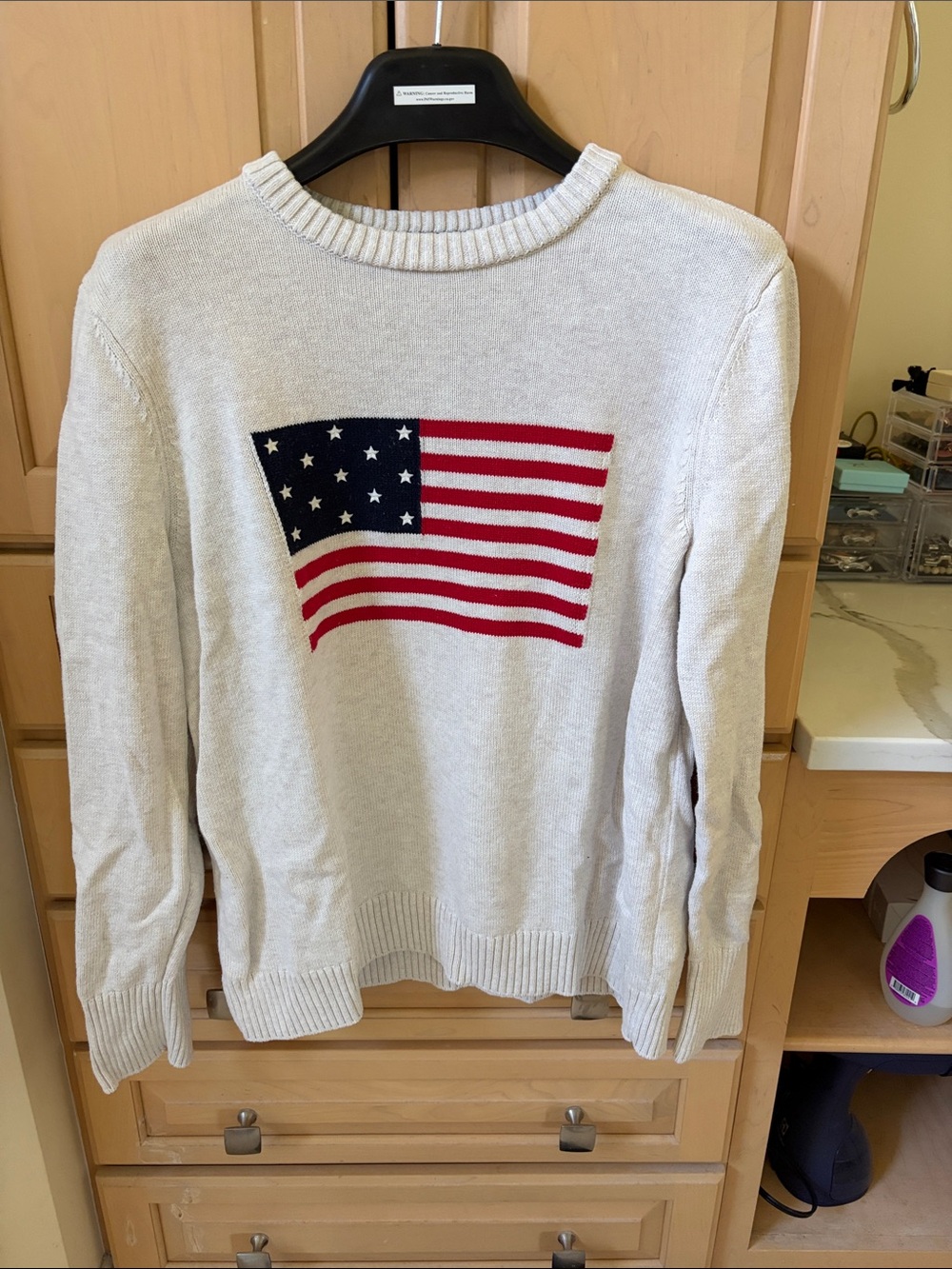 Lands' End Cream Knit Crewneck Sweater